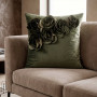 Zamatová obliečka 45x45 cm na vankúš FLORES, 3D ruže olivové